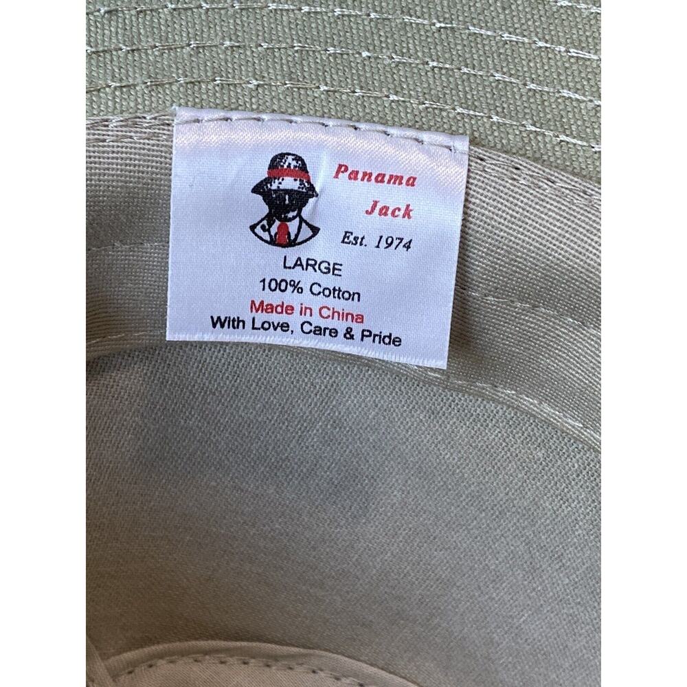 Vintage Original Panama Jack Canvas Safari Hat Mens Large Khaki Vented Fedora - Picture 10 of 12